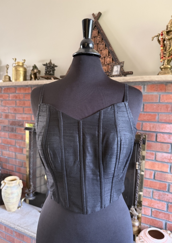 Black Silk Corset Blouse